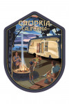 Cambria, California - Painterly - Retro Camper & Lake - Contour
