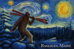 Rangeley, Maine - Starry Night - Winter Bigfoot with Skis