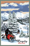 Rangeley, Maine - Painterly - Snowmobile Scene