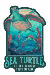Hilton Head Island, South Carolina - Fluid Linework - Sea Turtle - Contour