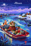 Illinois - Happy Howlidays - Painterly - Santa Dog & Helpers