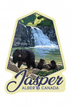 Alberta, Canada - Jasper - Bear Family & Waterfall - Contour