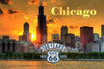 Chicago, Illinois - Photography - Skyline at Sunset - Route 66 - 100 Years