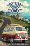 Santa Monica, California - Painterly - Camper Van - Route 66 - 100 Years
