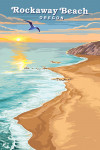 Rockaway Beach, Oregon - Painterly - Beach View