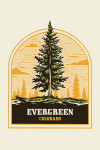 Evergreen, Colorado - Vintage Linework - Evergreen