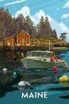 Maine - Painterly - Lobster Fisherman and Shack
