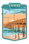 Cayucos, California - Painterly - Beach Pier - Contour