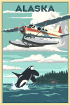 Alaska - Painterly - Float Plane & Orca