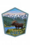 Alaska - Painterly - Moose - Summer Scene - Contour