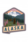 Alaska - Painterly - Bear & Spring Flowers - Grizzly Bear - Contour