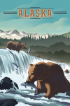 Alaska - Lithograph - Bears at Salmon Run