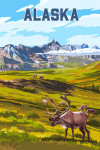 Alaska - Painterly - Caribou Herd Grazing