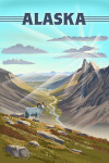 Alaska - Lithograph - Bighorn Sheep on Mountain