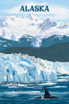 Alaska - Painterly - Orca with Glacier