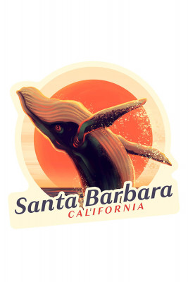 Santa Barbara, California - Humpback Whale at Sunset - Contour