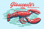Gloucester, Massachusetts - Distressed Ink - Red Lobster