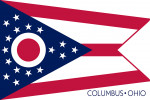 Columbus, Ohio - Ohio State Flag - Letterpress (white background)