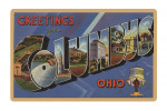 Greetings from Columbus, Ohio (Blue/Purple/White Trim) - Vintage Halftone - Contour