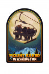 Mt Baker, Washington - Letterpress - Ski Lift & Full Moon - Contour