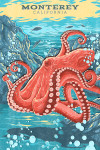 Monterey, California - Vintage Print Press - Octopus