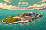 San Francisco, California - Painterly - Alcatraz