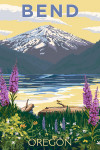 Bend, Oregon - Painterly - Mountain & Lake Scene