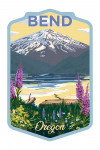 Bend, Oregon - Painterly - Mountain & Lake Scene - Contour
