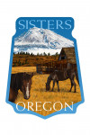 Sisters, Oregon - Horses & Mountain - Contour