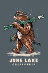 June Lake, California - Distressed Vector - Ski Brown Bear