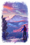 Vail, Colorado - Watercolor Study - Purple Skies - Ski View