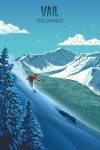 Vail, Colorado - Lithograph - Downhill Skier