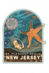 Point Pleasant Beach, New Jersey - Painterly - Tiny World Huge Wonders - Starfish & Shells - Contour