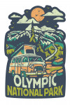 Olympic National Park - Distressed Vector - Camper Van in Mountains - Contour