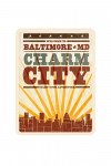 Baltimore, Maryland - Skyline & Sunburst Screenprint Style - Contour