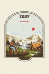 Cody, Wyoming - Vintage Linework - Camping