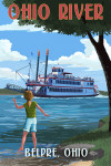 Belpre, Ohio - Painterly - Ohio River - River Boat