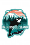 Bainbridge Island, Washington - Orca Whale and Calf - Vector - Contour