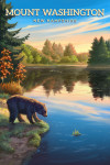 Mount Washington, New Hampshire - Oil Painting - Bear By Lake At Sunrise