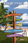 Bonita Springs, Florida - Signpost - Coast Beach & Palms