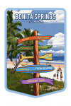 Bonita Springs, Florida - Signpost - Coast Beach & Palms - Contour