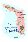 Bonita Springs, Florida - Typography & Icons - Pink & Blue - Contour