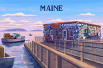 Maine - Oil Painting - Looking Out Onto Harbor