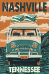 Nashville, Tennessee - Letterpress - Camper Van