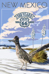New Mexico - Painterly - Roadrunner Scene - Route 66 - 100 Years