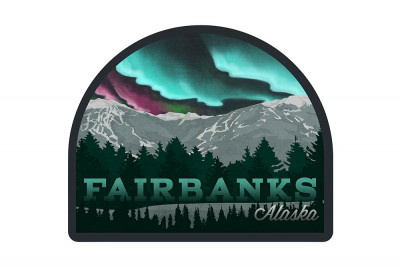 Fairbanks, Alaska - Mountains & Northern Lights - Contour