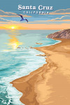 Santa Cruz, California - Painterly - Beach View