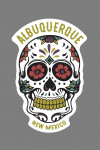 Albuquerque, New Mexico - Day of the Dead - Sugar Skull (White & Magenta) - Contour