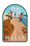 Portland, Maine - Lobster Traps and Boat - Contour
