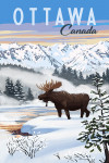Ottawa, Ontario - Painterly - Winter Scene - Moose